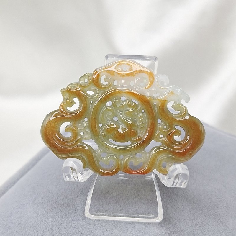 天然加温红翡 如意镇福 麒麟凤凰 祥瑞吊坠 | 天然缅甸玉A货翡翠 - 项链 - 玉石 