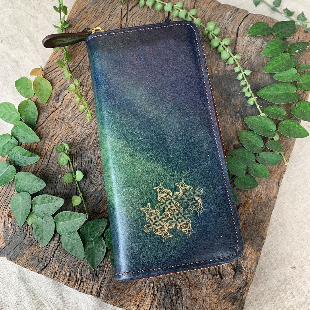 拉链长夹-墨色之和 - 皮夹/钱包 - 真皮 绿色