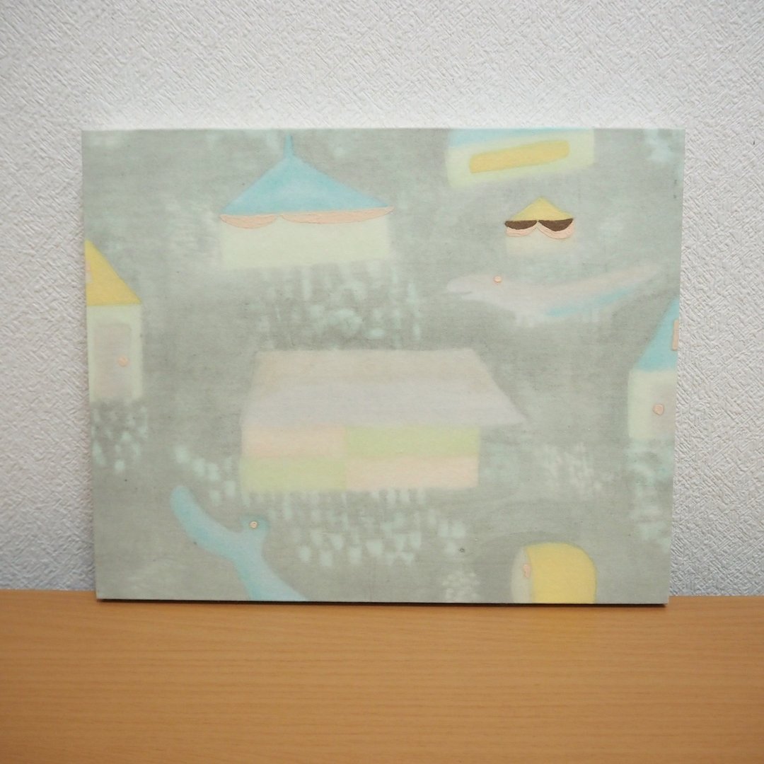 Silence1（浅绿色）和纸、水性木版画、面板上的矿物颜料 - 海报/装饰画/版画 - 纸 绿色