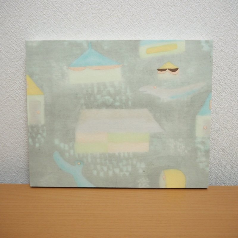Silence1（浅绿色）和纸、水性木版画、面板上的矿物颜料 - 海报/装饰画/版画 - 纸 绿色