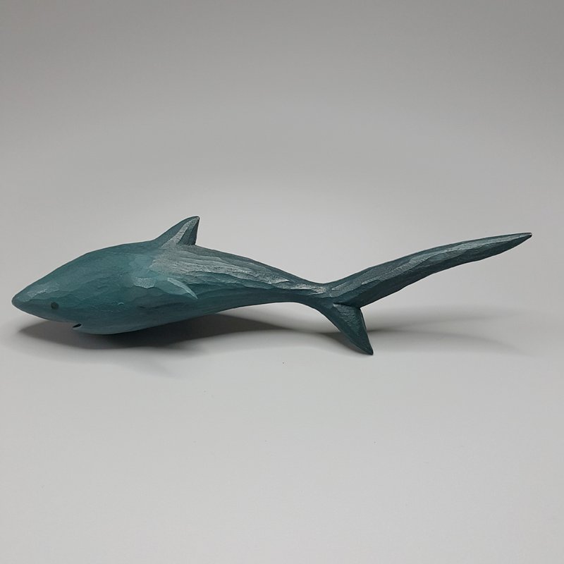 长尾鲨 木雕艺术品 - 玩偶/公仔 - 木头 绿色