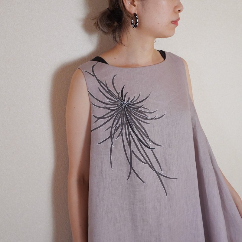 Long dress dull pink sumi-iro Rangiku - 洋装/连衣裙 - 棉 粉红色