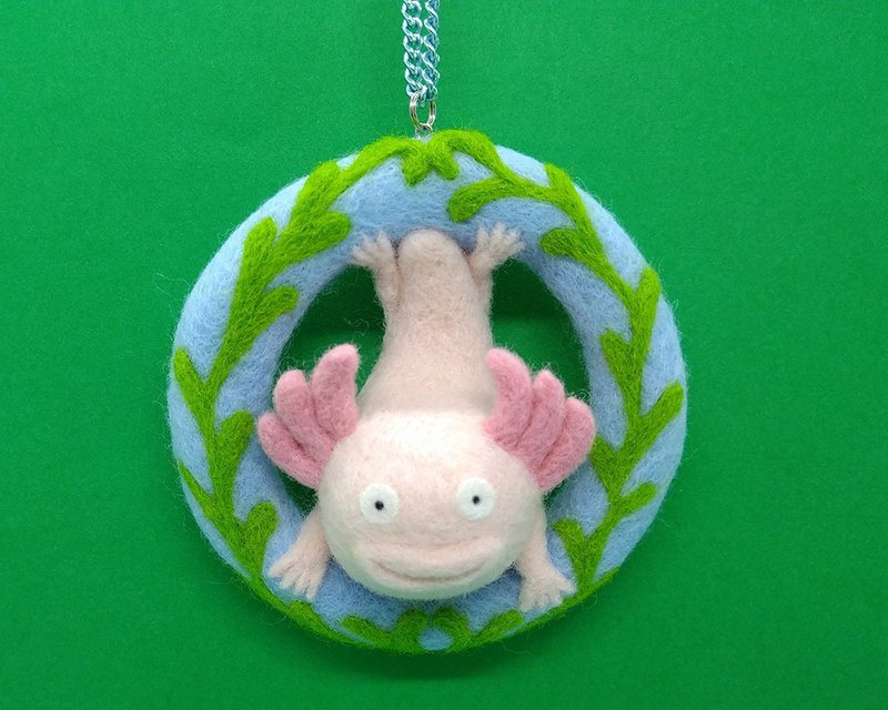 [Wool felt bag charm] Axolotl - 吊饰 - 羊毛 粉红色