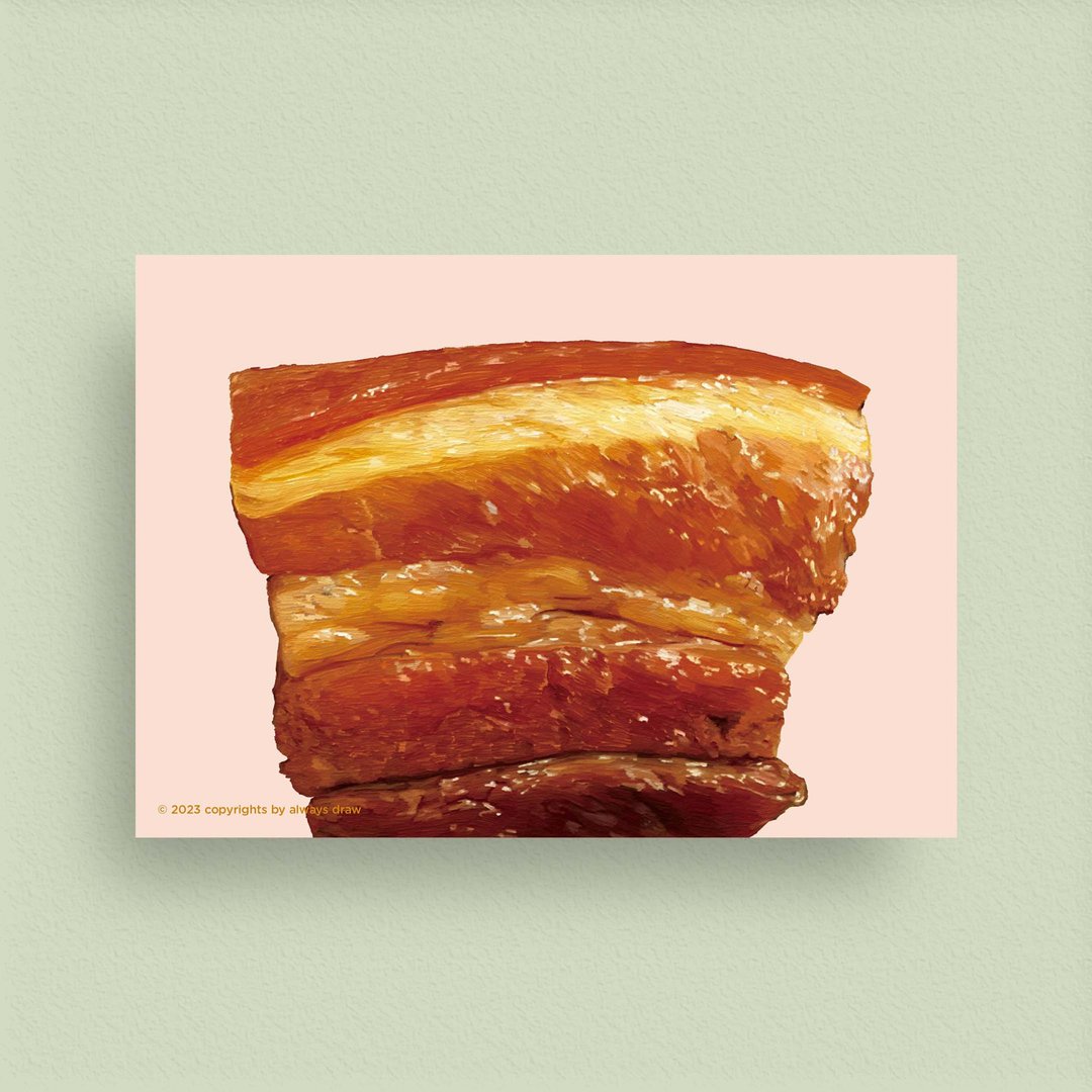 刈包 - 台湾小吃明信片 - always eat 总绘吃系列 - 卡片/明信片 - 纸 粉红色