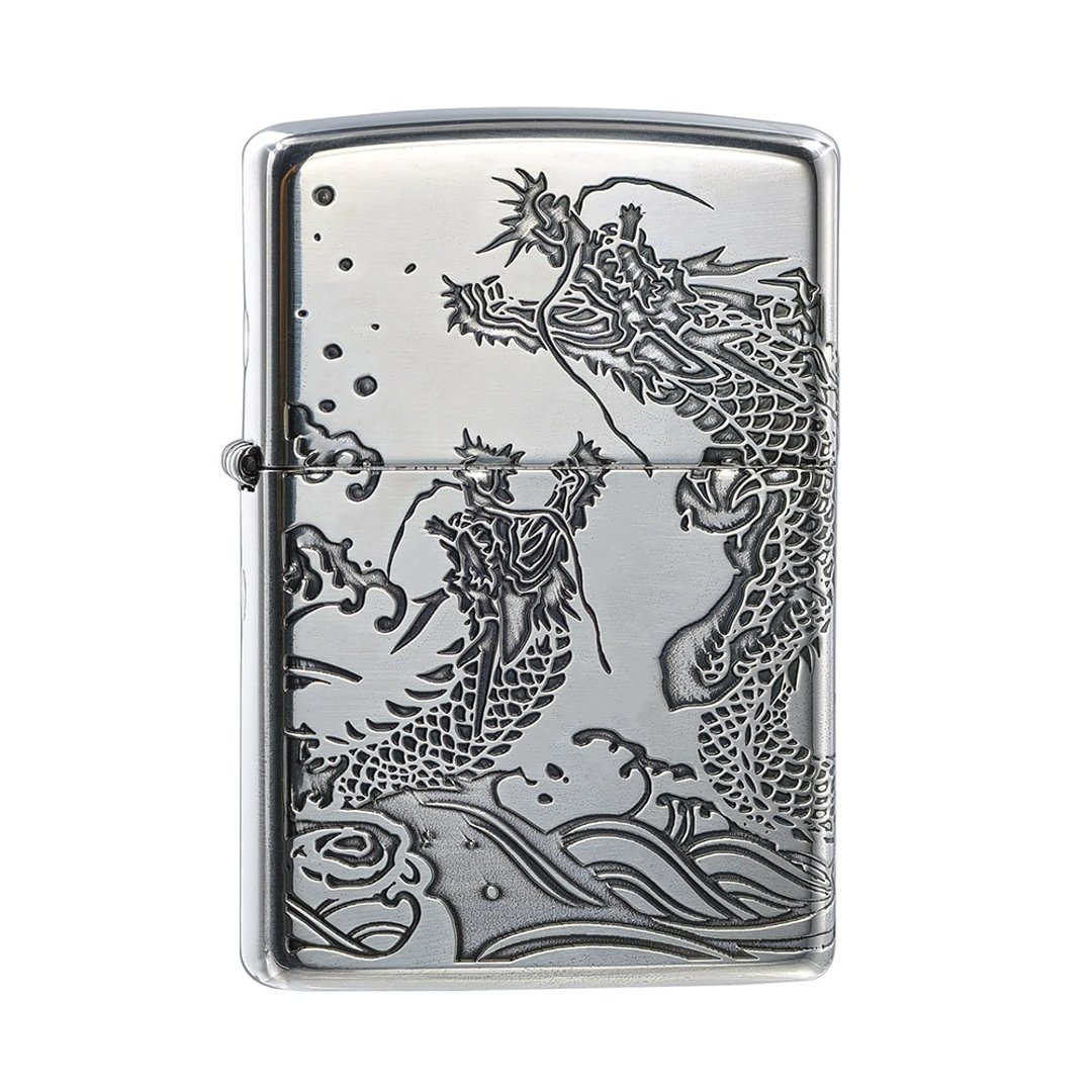 【ZIPPO官方旗舰店】 双海龙纹(银)防风打火机 ZA-3-39C - 其他 - 铜/黄铜 银色