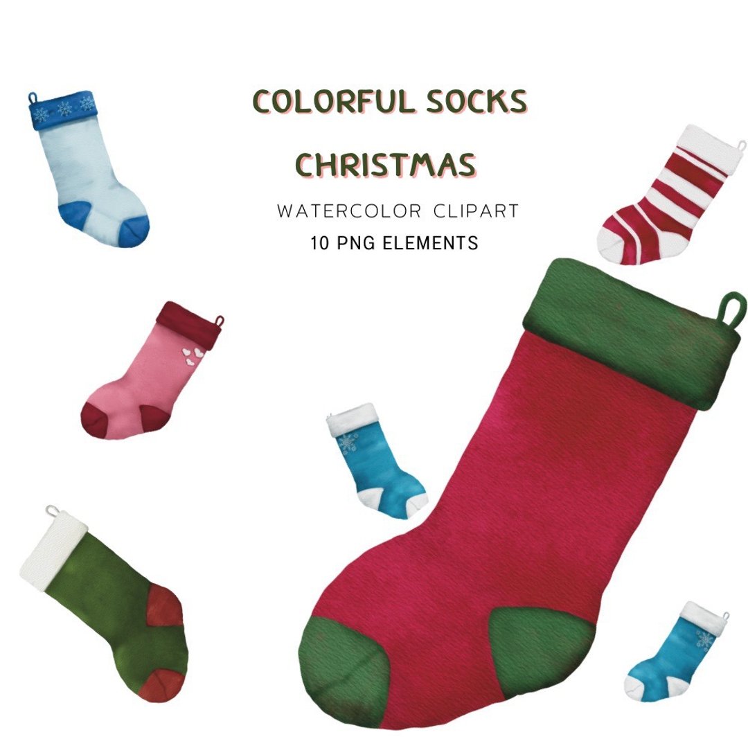 Colorful Socks Christmas Decorations - 电子手绘真人画像/绘画/插画 - 其他材质 