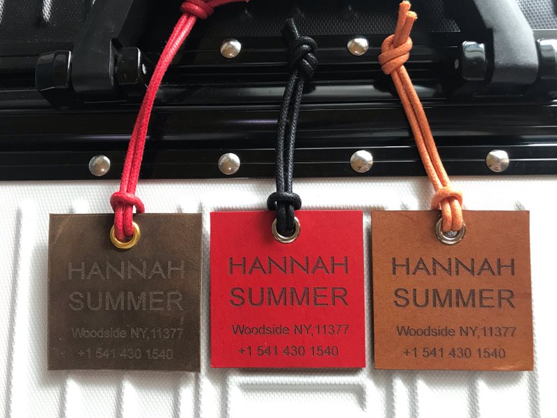 Square Genuine Leather Luggage Tag | Luggage Tags (1Piece) - 行李箱/行李箱保护套 - 真皮 
