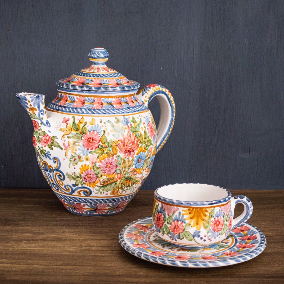 Seville baked hand drawn teapot - 茶具/茶杯 - 陶 