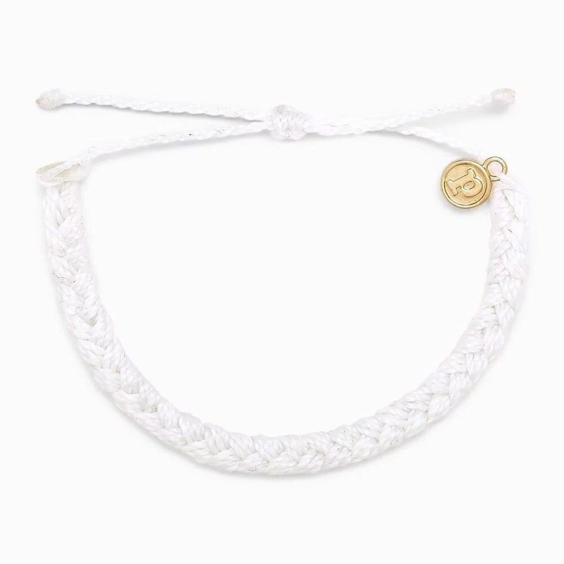 Pura Vida 美国手工  白色粗线编织 可调式冲浪手环 - 手链/手环 - 防水材质 白色