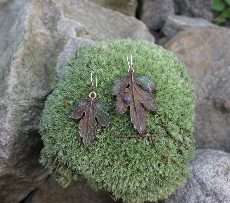 菊花叶造型饰品 - 耳环/耳夹 - 铜/黄铜 