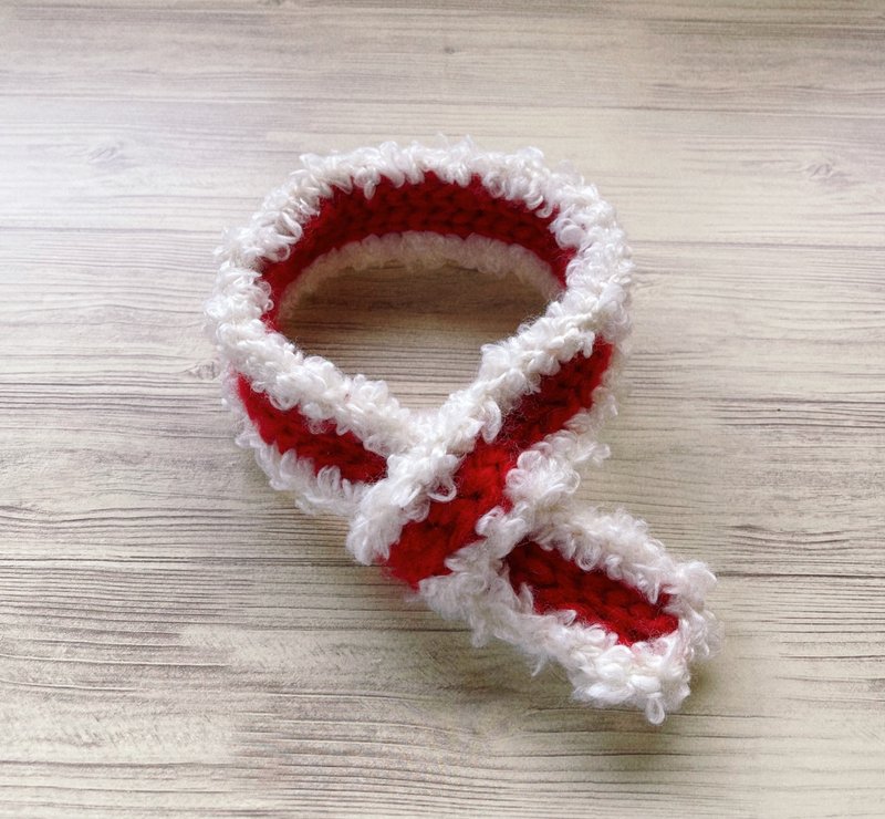 温暖绒毛围巾 圣诞配色 - 项圈/牵绳 - 压克力 红色