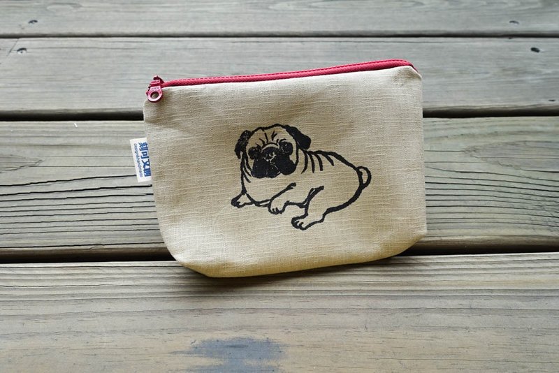 //爱装什么呢小方包/宠物星球//全身双下巴哥 - 化妆包/杂物包 - 棉．麻 卡其色