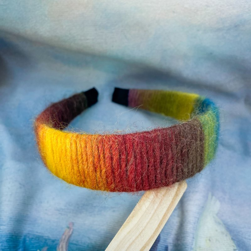 手工塑形减压发箍 -大秋峰红 - 发带/发箍 - 羊毛 