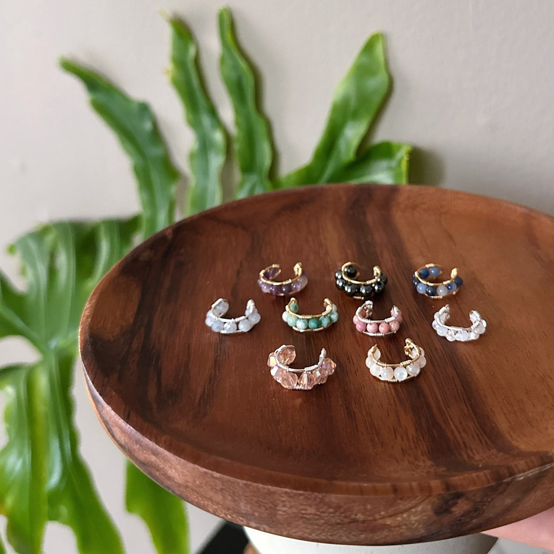 【手作纾压】DIY 金属线编织耳骨夹 台北体验课程 水晶珠子 - 金工/饰品 - 其他材质 