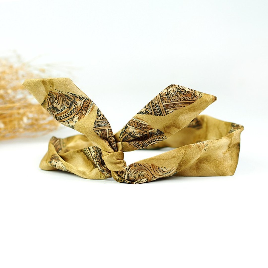 小牛村 Calf Village 手工发饰 铝线发带 多元造型 头带 超美细致 古典优雅 {秋の金殿} 金色【A-219】 - 发饰 - 棉 金色
