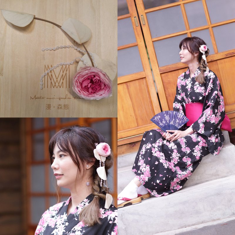 漫森态 干燥花发饰 不凋花 干燥花 浴衣 夏祭 - 干燥花/捧花 - 植物．花 粉红色