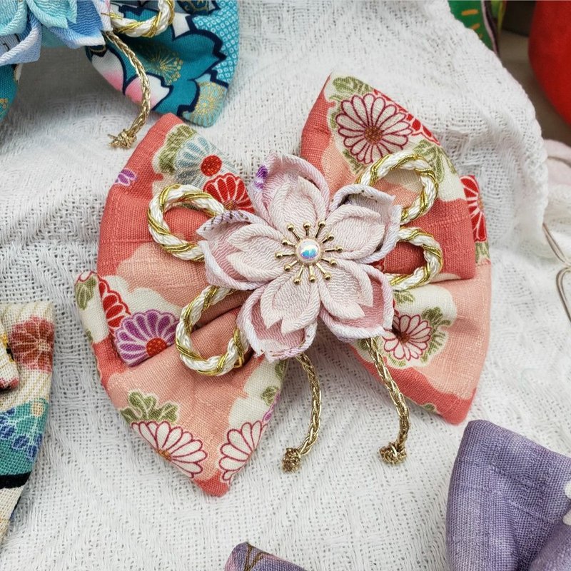 和风蝴蝶结颈带 - 项圈/牵绳 - 棉．麻 