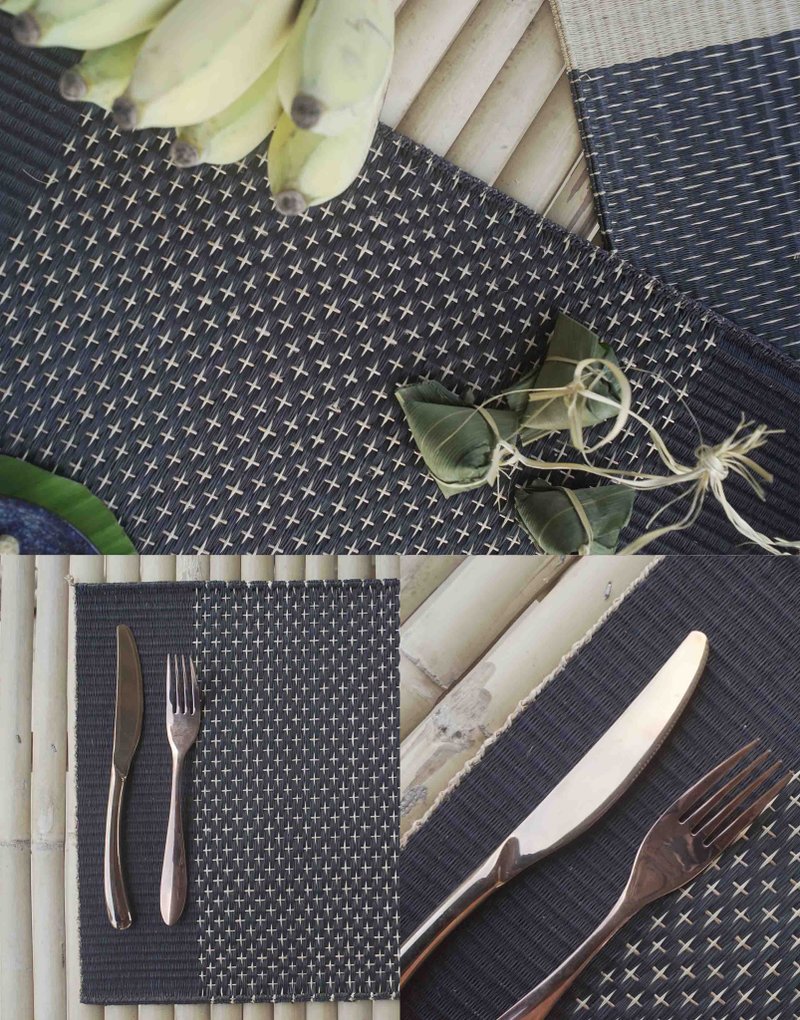 Set 2, black and white Housewarming Gifts, placemat, table mat, jute platemat - 餐垫/桌巾 - 环保材料 黑色