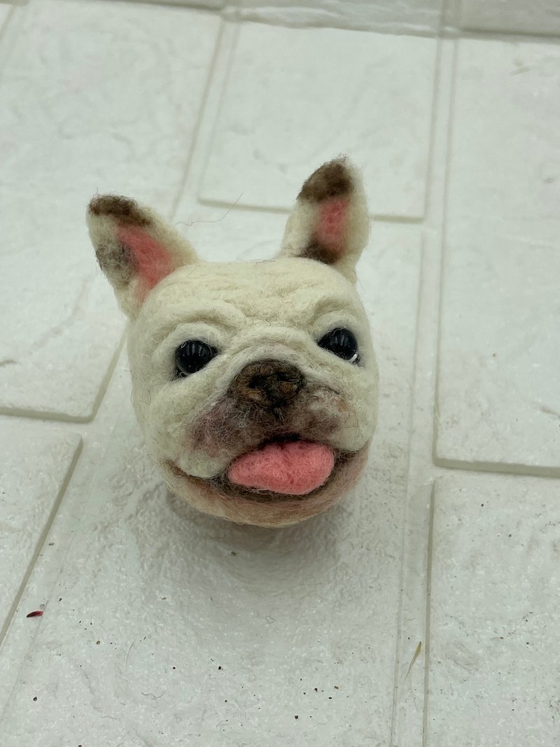 羊毛毡 法国斗牛犬羊毛毡钥匙圈 法斗 - 钥匙链/钥匙包 - 羊毛 白色