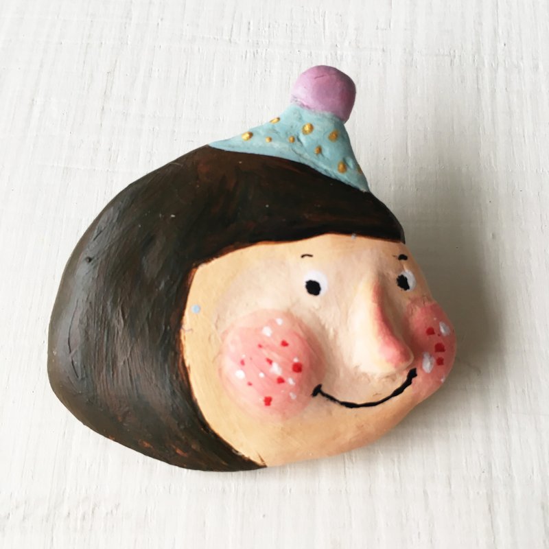 陶制别针 (HUA-0033-5) - 胸针 - 陶 咖啡色