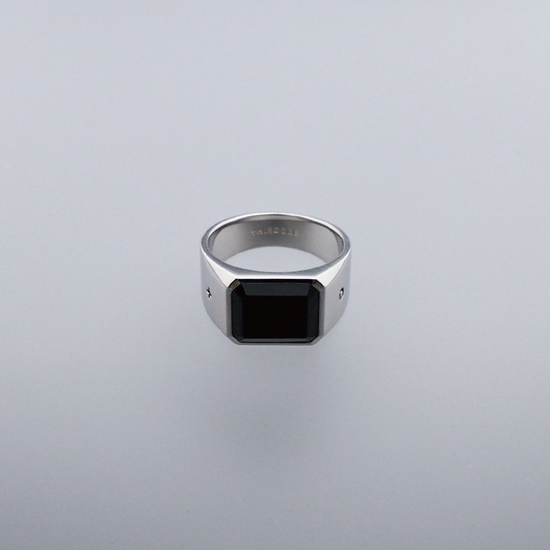 八角形鸦青墨玉翡翠戒指 - 戒指 - 玉石 