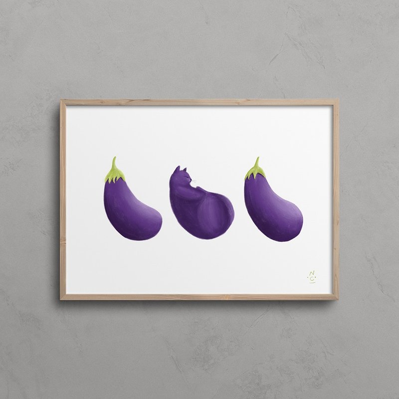 【装饰画】茄子与猫 - 海报/装饰画/版画 - 纸 