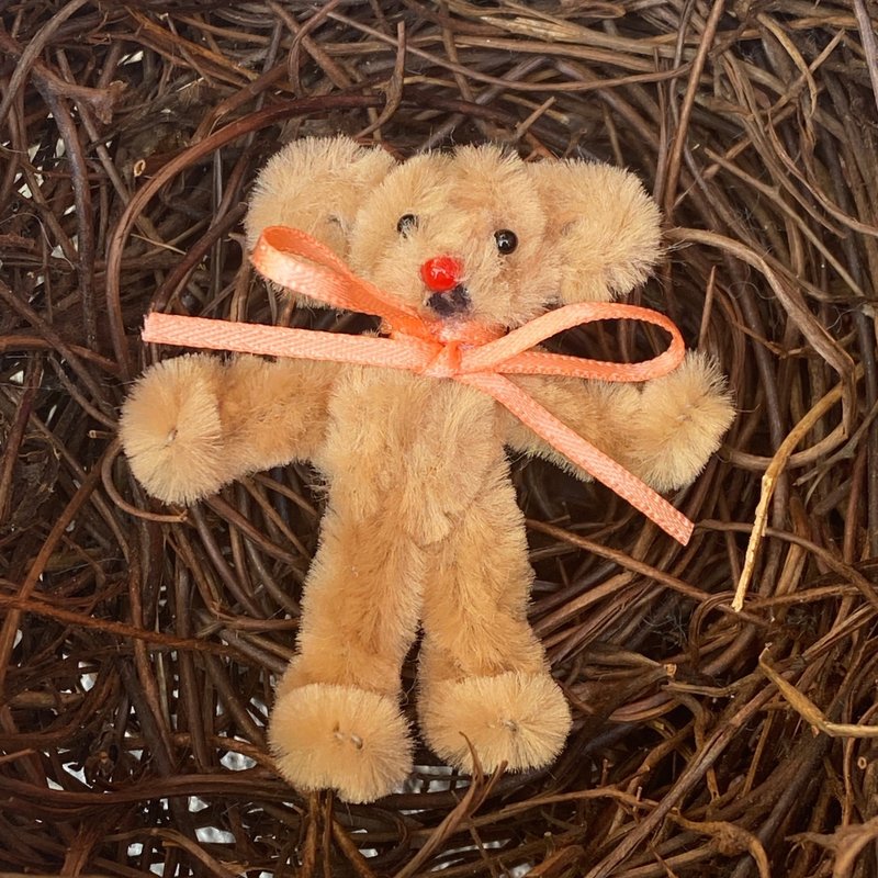 红鼻小熊 5cm bear土肤色-毛根扭扭棒手作 - 其他 - 其他金属 咖啡色