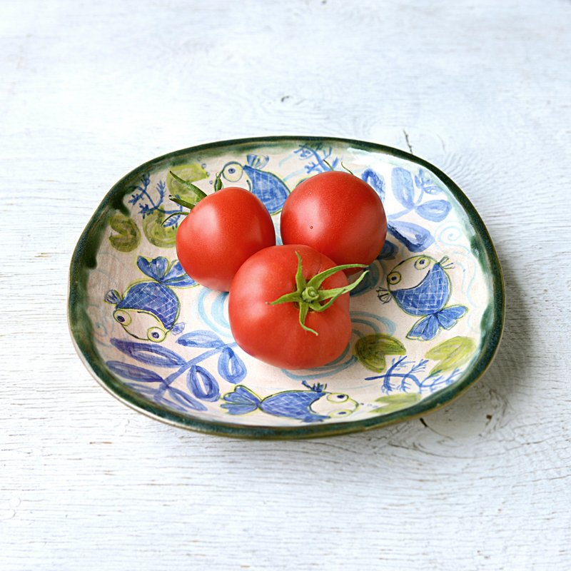 Bowl with dyeing style goldfish picture - 盘子/餐盘/盘架 - 陶 多色