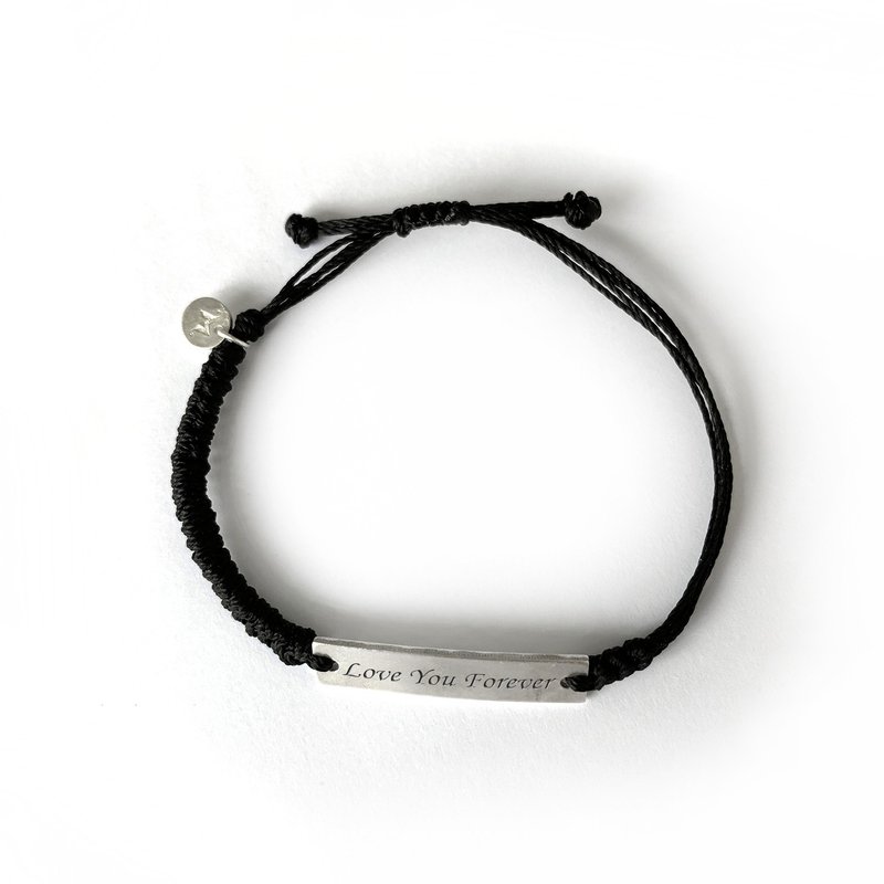 自订银方牌手链 纯银手绳 银手链 银牌手环 (刻字) - 手链/手环 - 银 