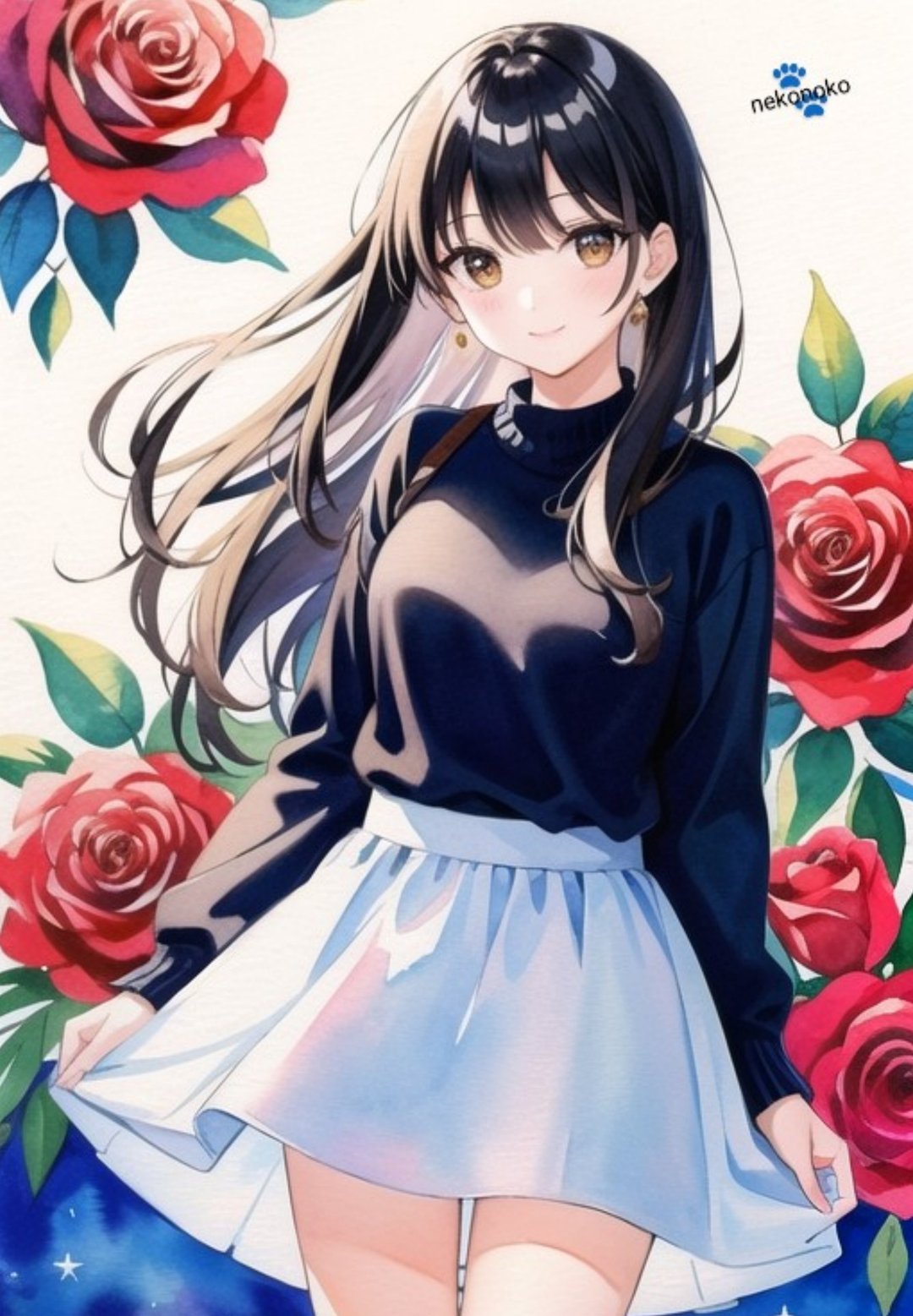 猫咪与女孩 花与妳的故事 花与妳的洋装 - 贴纸 - 纸 