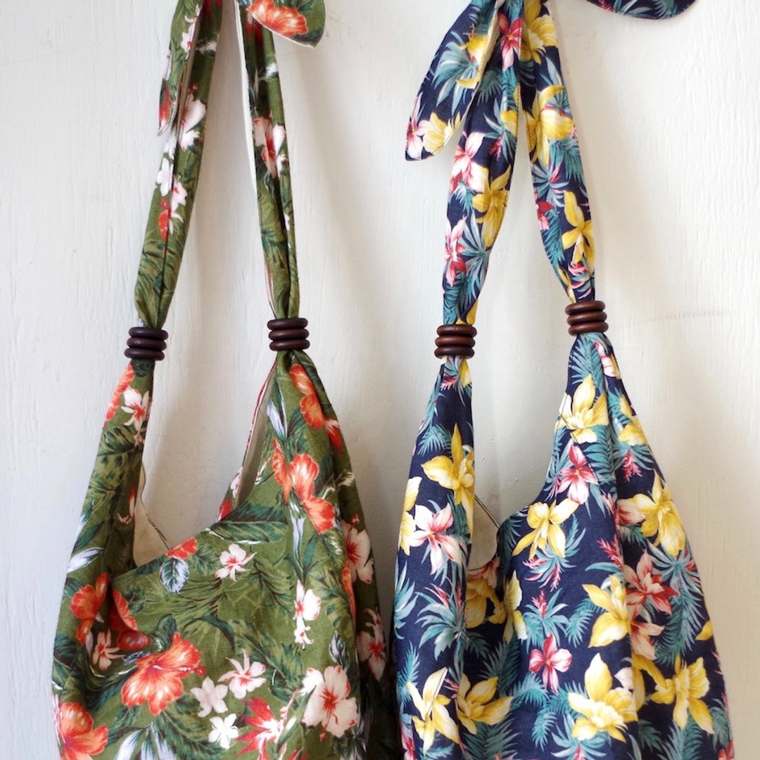 Aloha pattern print shoulder knot shoulder bag - 侧背包/斜挎包 - 棉 多色