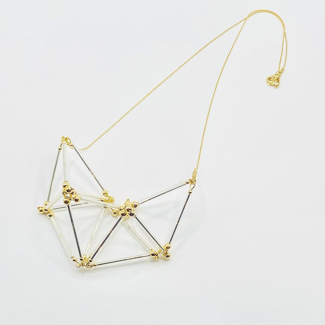 3D Heart NECKLACE【Silver×Gold】 - 项链 - 玻璃 银色
