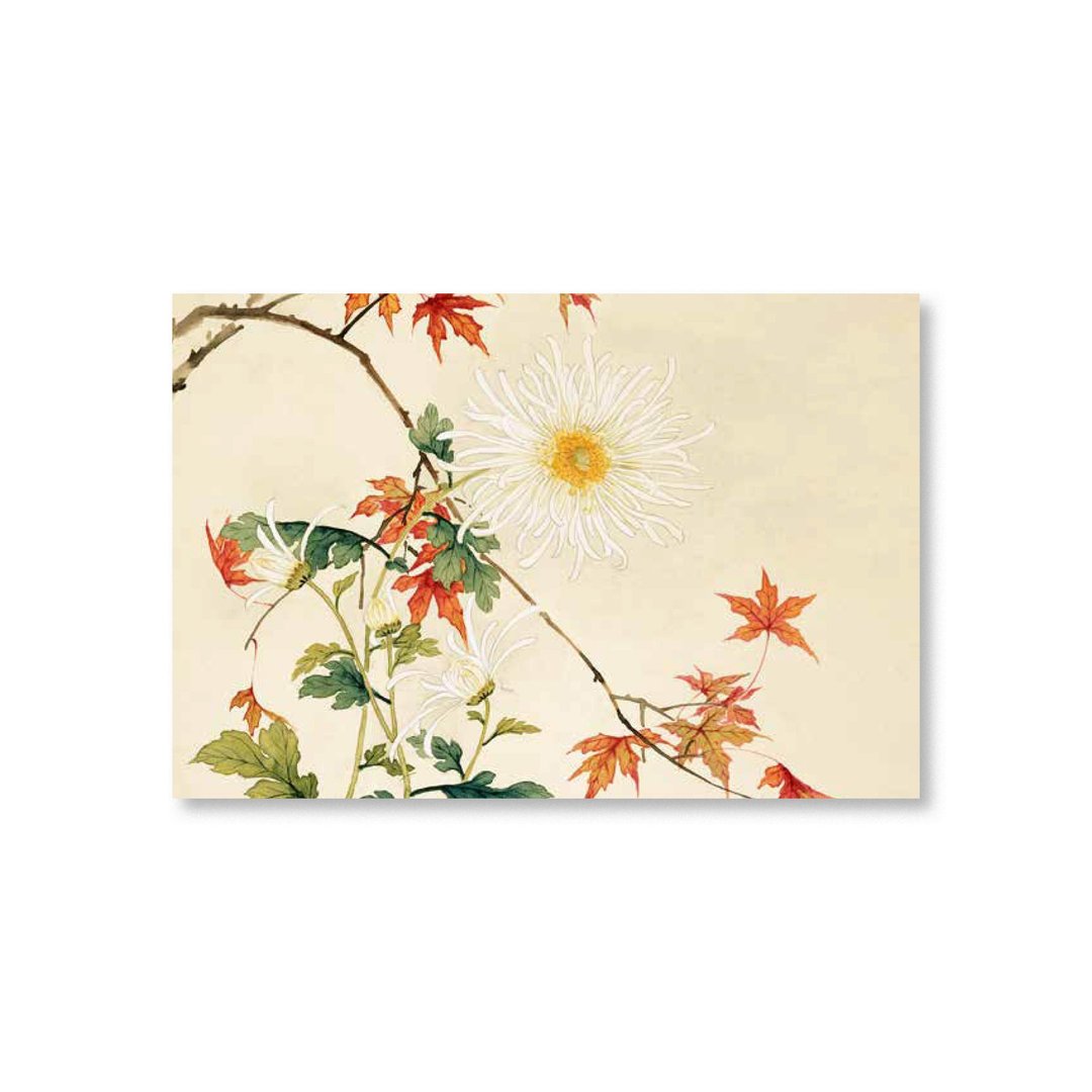 【明信片・Postcard】沈振麟・十二月花神 菊花枫树 - 卡片/明信片 - 纸 卡其色