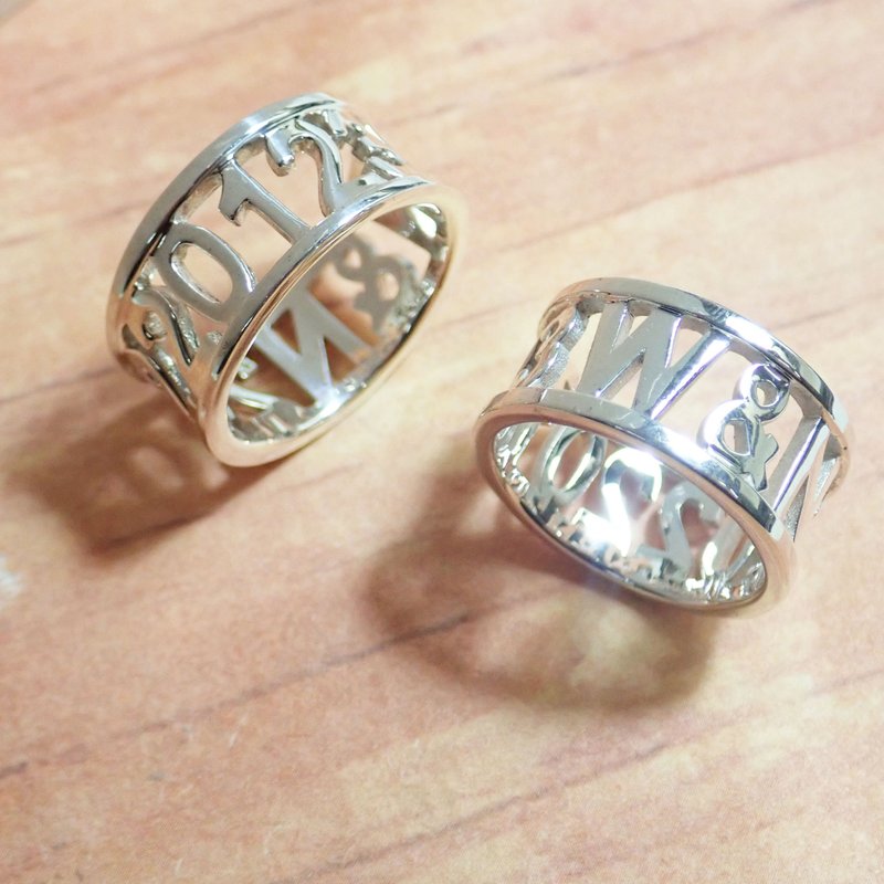 【定制化】纯银戒指—罗马镂空戒指 纯银925手作饰品 - 戒指 - 银 银色