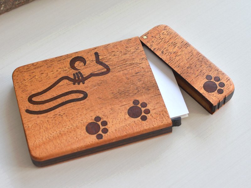 Wooden business card holder [CAT & footmark] Business Card Case - 名片夹/名片盒 - 木头 