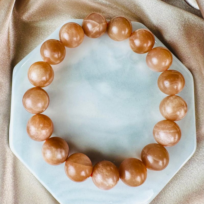 日月同辉 月光石 太阳石 贵人 人缘 送礼 礼物 定制 灵性 能量 - 手链/手环 - 水晶 金色