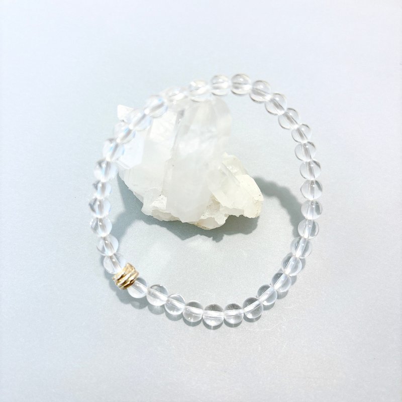 Ops Rock Crystal silver bracelet -白水晶/手工/纯银/弹性绳 - 手链/手环 - 银 透明