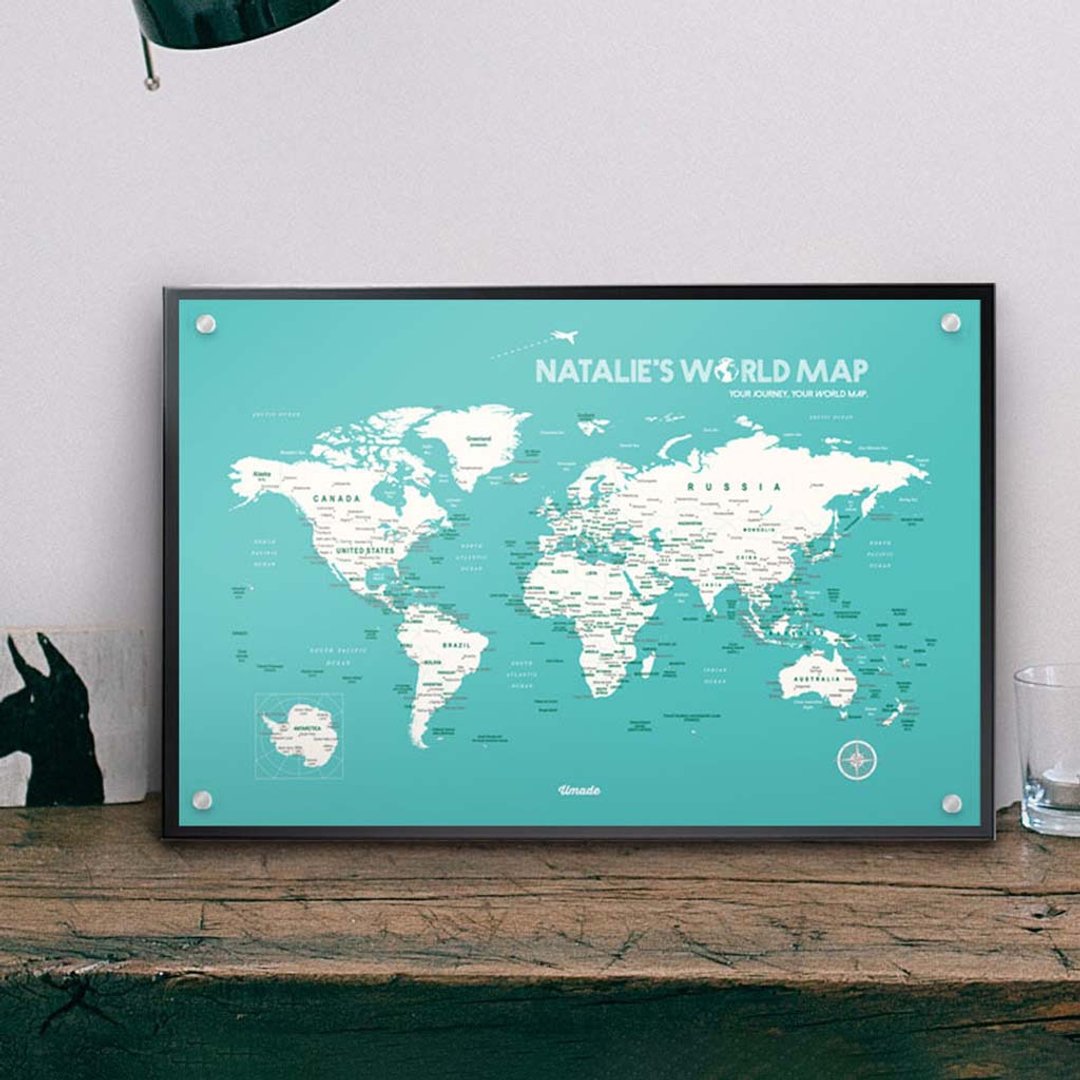 世界地图 - 订制磁吸系列海报 - 湖水绿 (生日礼物)-IKEA 留言板款 - 海报/装饰画/版画 - 纸 绿色