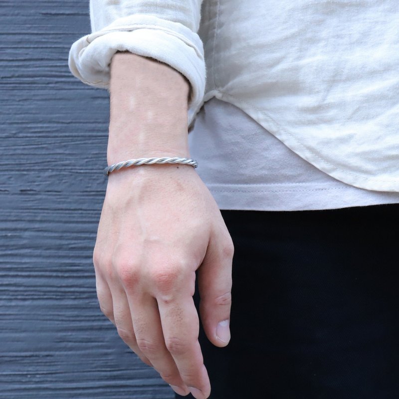 锡×银 手镯 - 手链/手环 - 银 银色