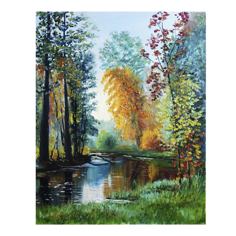 Birch Trees Oil Painting Original Art 油畫原作 Aspen Trees Artwork Landscape - 海报/装饰画/版画 - 颜料 多色