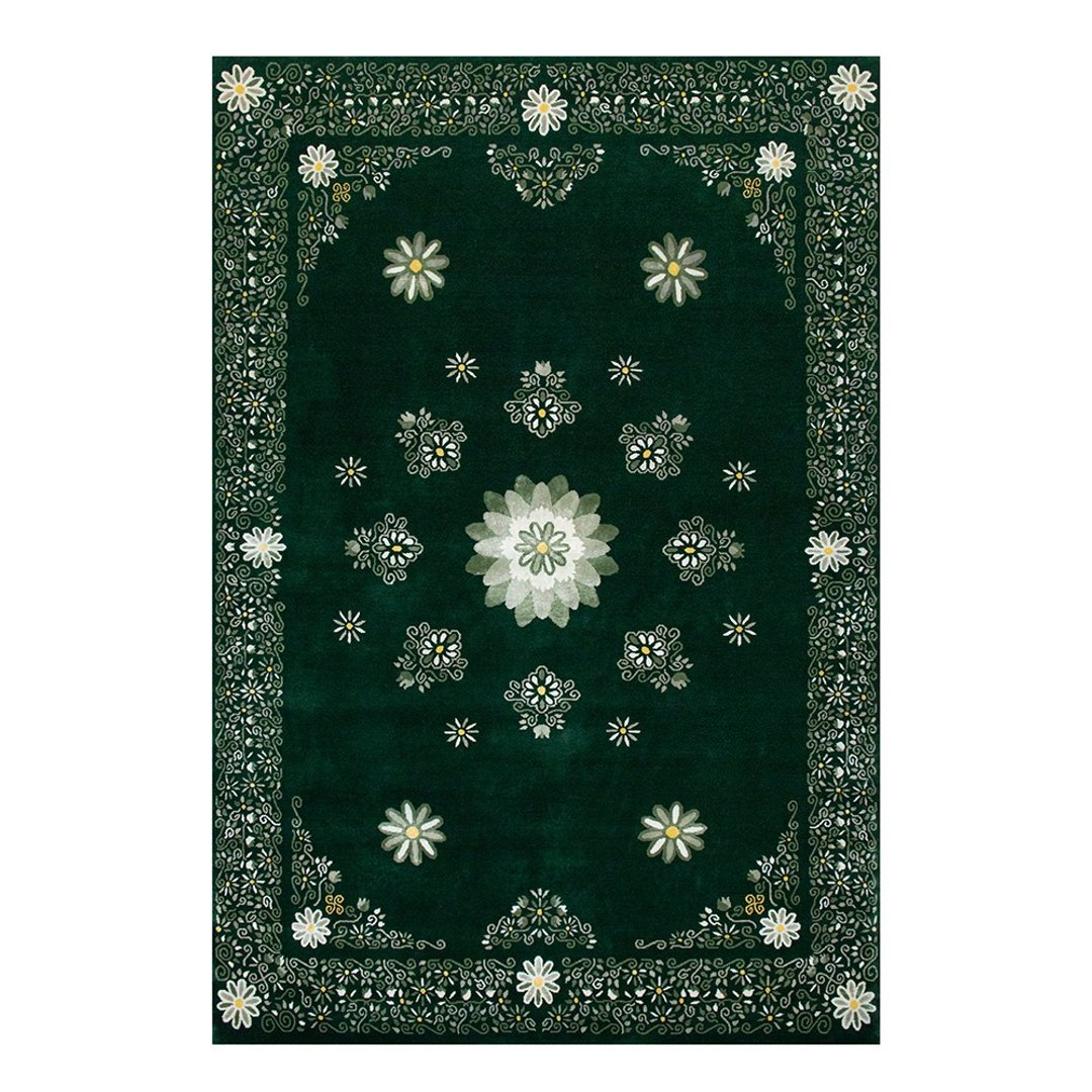 floral_bandana 印度手工编织艺术地毯客厅卧室羊毛+蚕丝地毯 - 地垫/地毯 - 羊毛 绿色