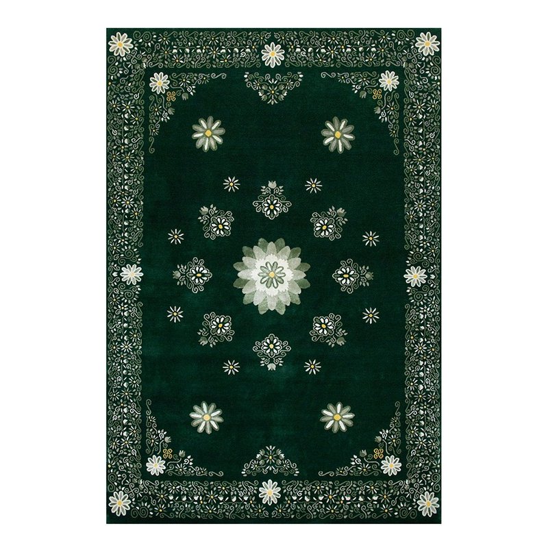 floral_bandana 印度手工编织艺术地毯客厅卧室羊毛+蚕丝地毯 - 地垫/地毯 - 羊毛 绿色
