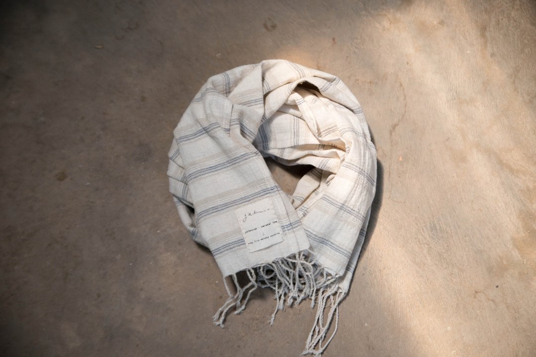 easy day scarf 02 | cotton linen natural color - 丝巾 - 棉 卡其色