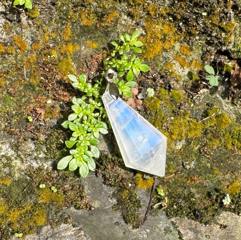 NO.89 稀有绝美 彩虹光 蓝月光石 蓝色光晕 灵摆 项链 吊坠 - 项链 - 半宝石 多色