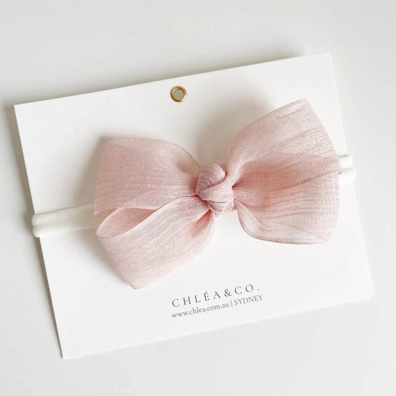 澳洲手工发饰 Chléa & Co.-佛罗伦斯奶茶色蝴蝶结发带 婴儿宝宝 - 婴儿帽/发带 - 棉．麻 白色