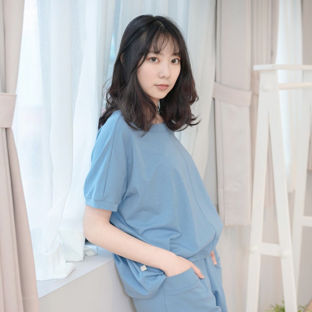 热销追加款】UMORFIL胶原蛋白不规则短袖居家服-深蓝 - 居家服/睡衣 - 棉．麻 蓝色