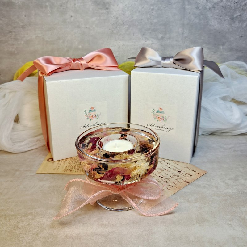 茶蜡烛台 干花烛台  婚礼装饰 母亲节  姊妹礼物 纪念品 情人节 - 蜡烛/烛台 - 蜡 粉红色