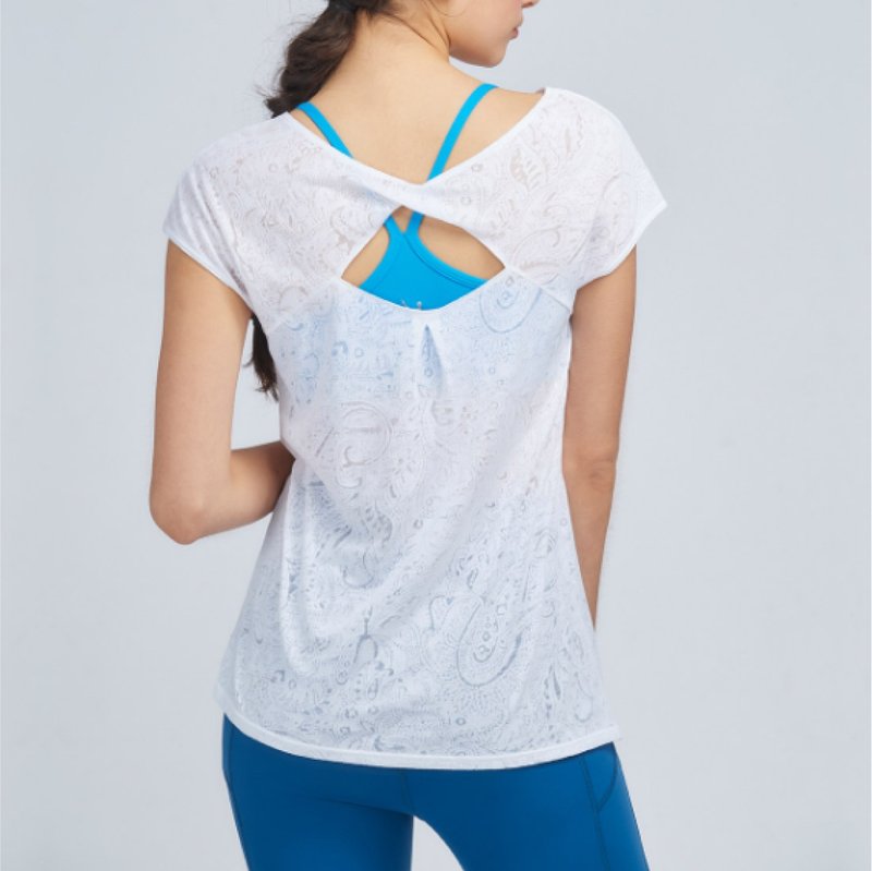 【MACACA】春暖花绽烧花罩衫 - AKA2393 白 - 女装运动衣 - 棉．麻 白色