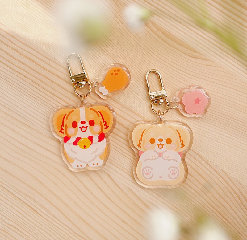 柯基 / 柯基犬卡卡 / 滴胶压克力钥匙圈 / 小公仔同款 - 钥匙链/钥匙包 - 塑料 多色