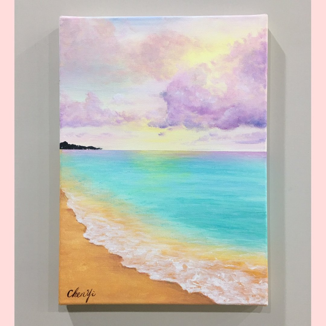 单堂压克力彩画教学-暖暖海风 - 插画/绘画/写字 - 压克力 